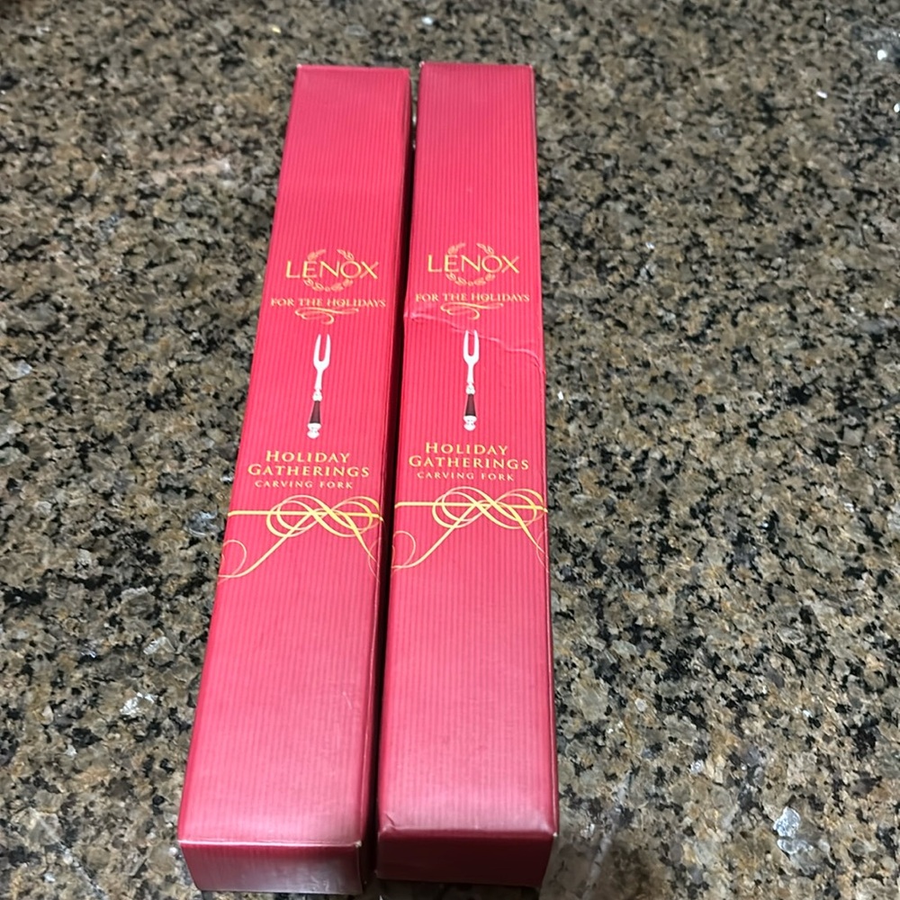 Lenox holiday gatherings carving fork NIB set of 2